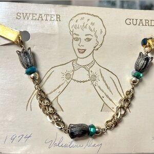 Vintage Gold, Green and Silver Sweater Guard from the 1960s/70s